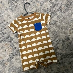 Tea Collection Brown and White Bodysuit with Unique Pattern